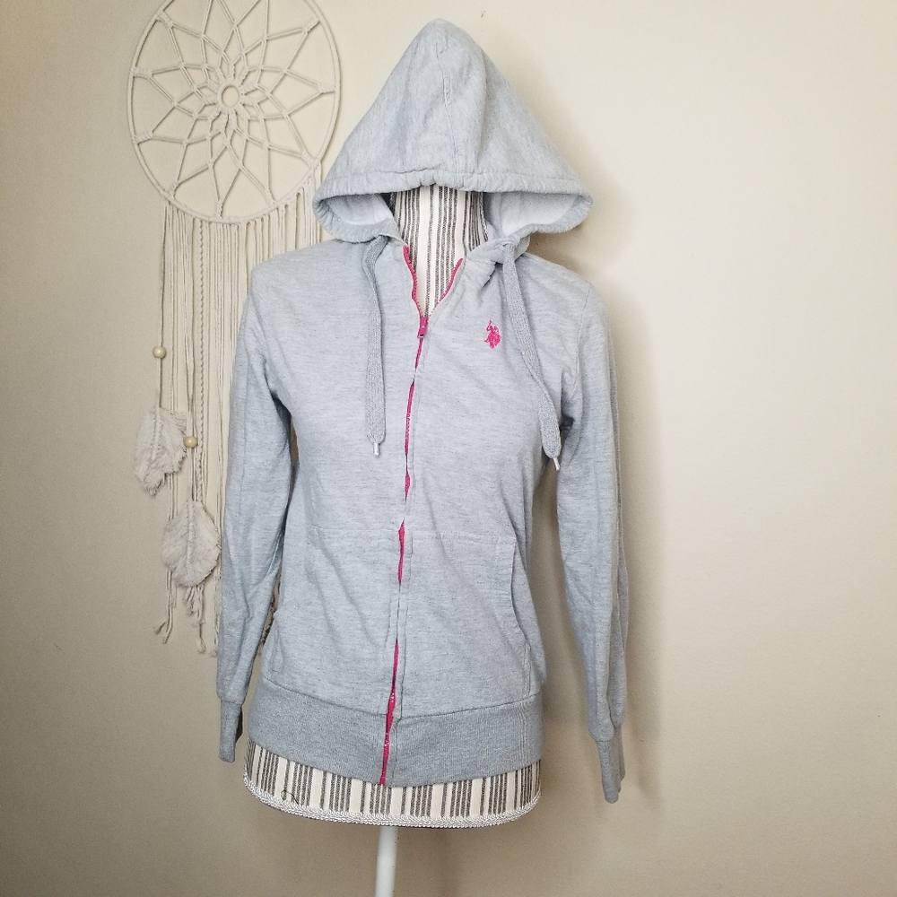 U.S Polo Assn Full Zip Up Hoodie Gray Size S